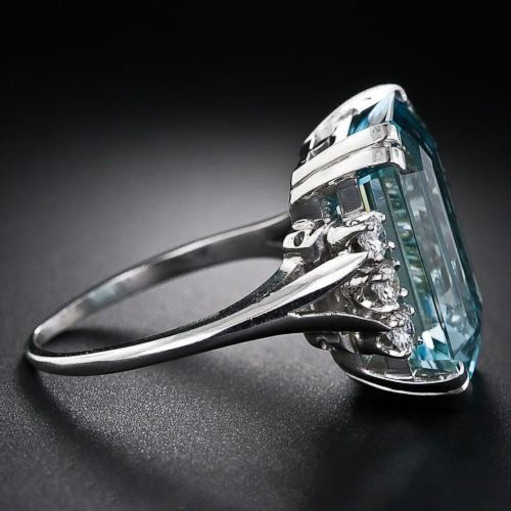 💍 Crystal Clear Largr Pure Rectangle Zircon Rings for Women, INDN8310 - Picture 2 of 6